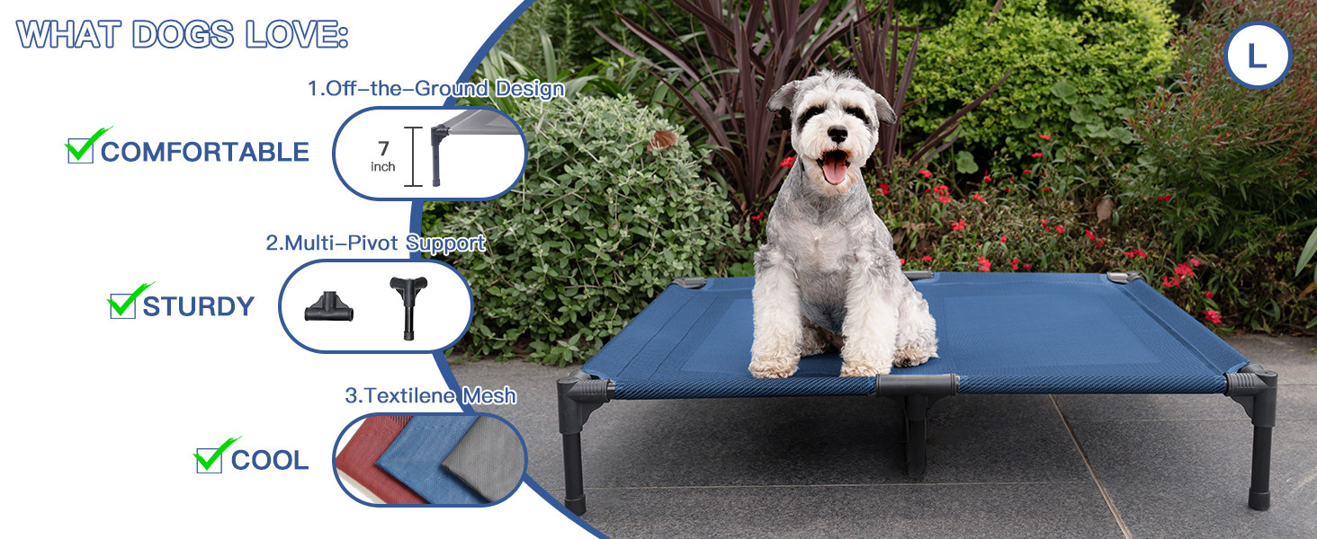 suddus Elevated Dog Beds Waterproof Outdoor, Portable Raised Dog Bed, Dog Bed Off