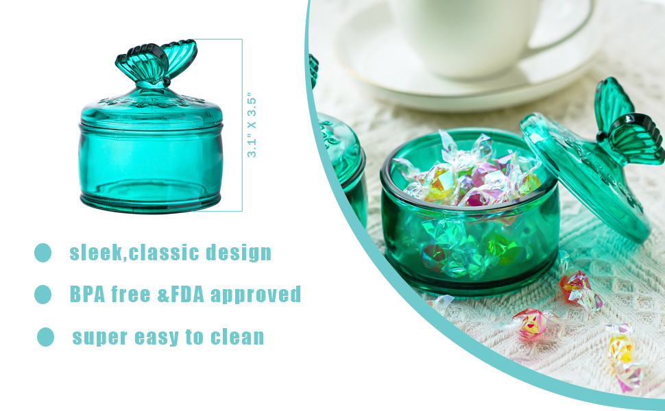 kanpura Green Embossed Glass Jar with Lid,Crystal Glass