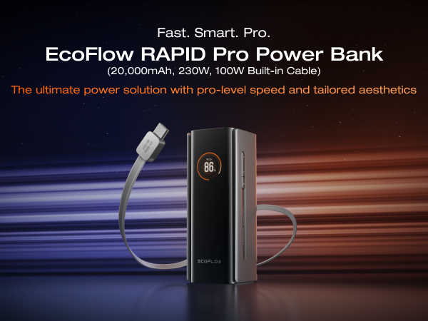 スマホアクセサリー EcoFlow RAPID Pro Power Bank 20000mAh EcoFlow RAPID Pro Power Bank (27,650mAh, 300W, 140W Built-in