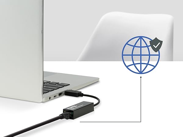 USB to Ethernet Adapter: Wired Gigabit speeds via USB, powered by ASIX AX88179