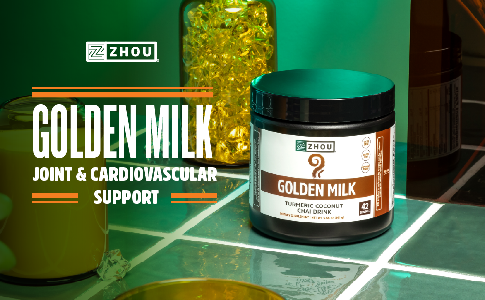 Zhou Nutrition Golden Milk, Turmeric Coconut Chai Mix