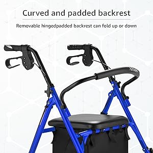 Altus rollator blue comfort padded backrest
