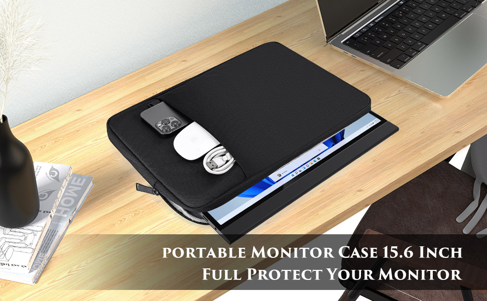 Portable Monitor Case 15.6 Inch, Carrying Computer Sleeve