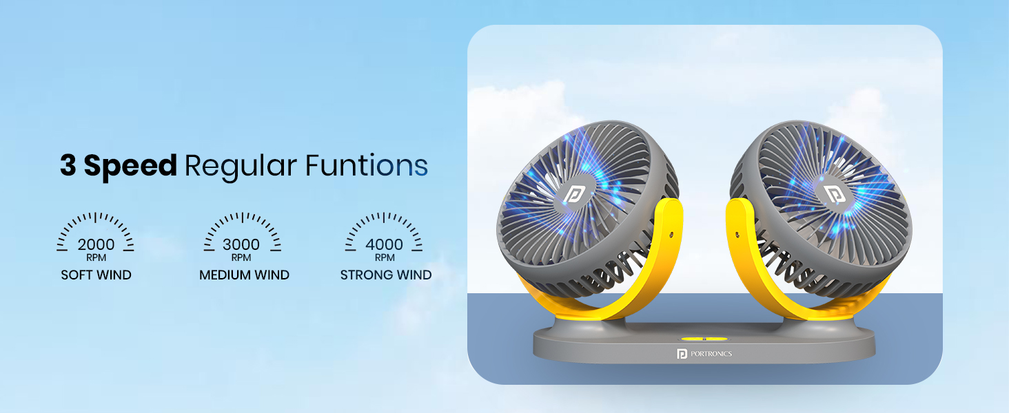 New Year Sale Portronics Twin Cool Dual Head Portable Usb Powered Fan With 18 Portable Usb Powered Fan