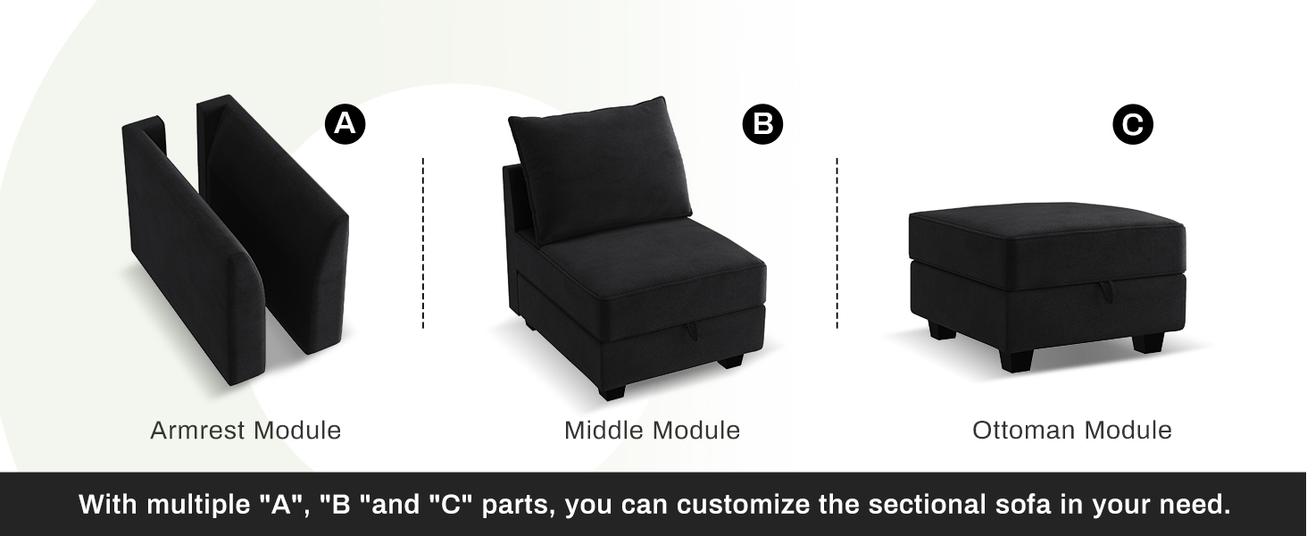 HONBAY Convertible Sectional Sofa Modular Couch with