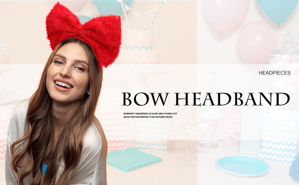 large red bow headband women