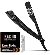 Facón Straight Razors for Men - Professional Barber Straight Edge Razor Kit with 100 Blades, Wood...