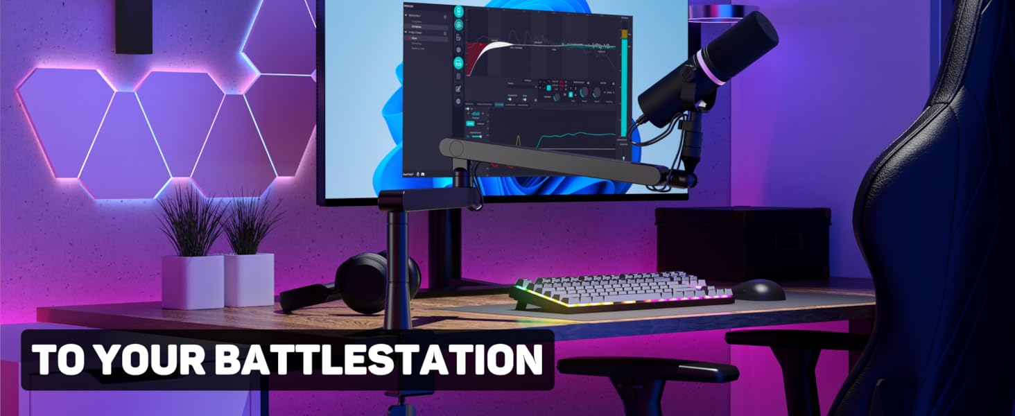 BEACN Mic Stand StudioQuality Low Profile Adjustable Microphone Arm with 360