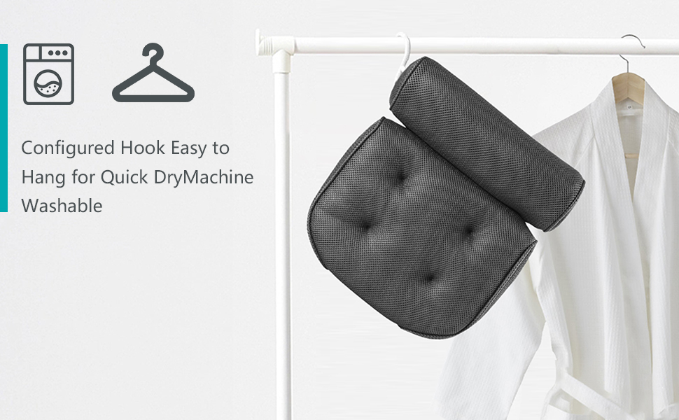 Bath Pillow, NonSlip Bathtub Pillow with 6 Strong Suction