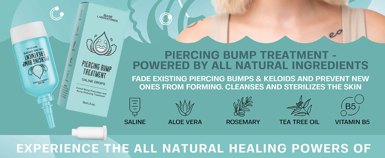 Base Labs Piercing Bump Treatment Saline Drops NonGreasy Keloid Bump