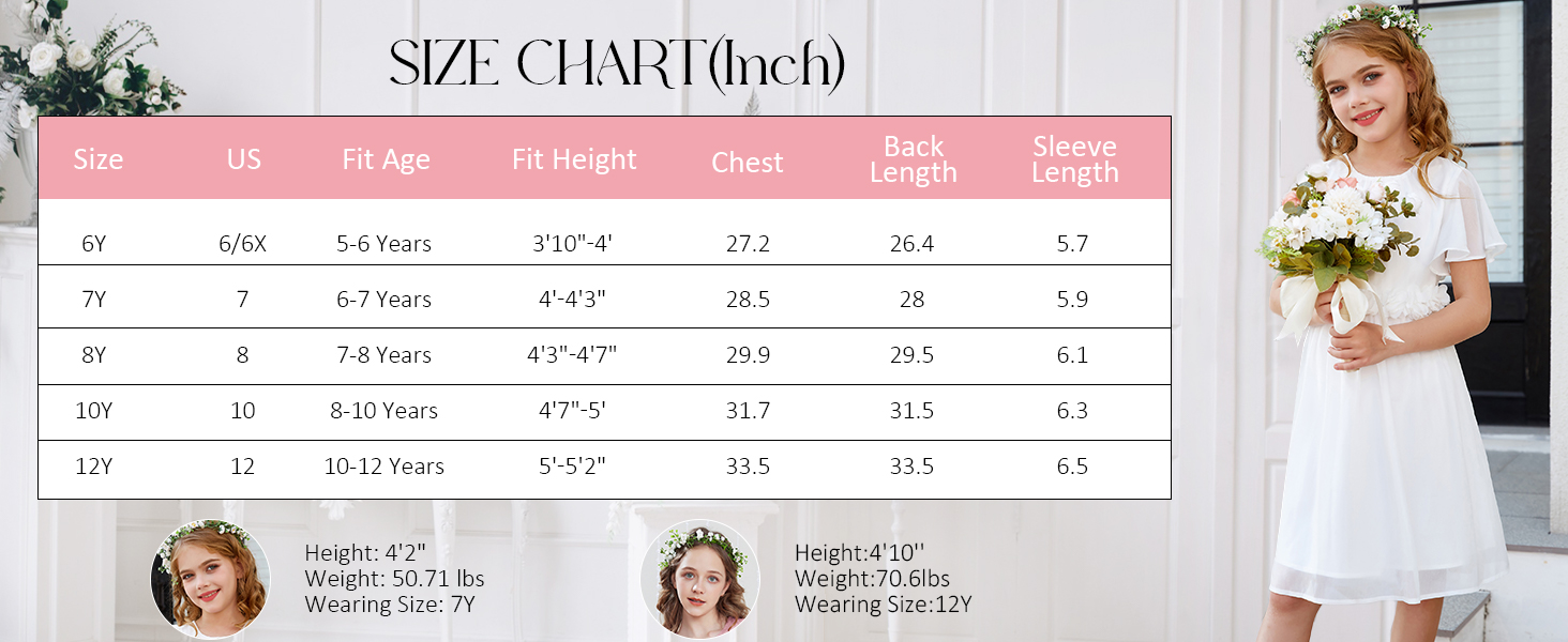 girls midi dress size chart