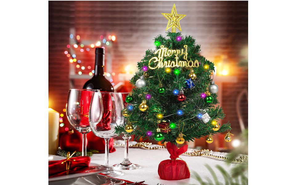 Tabletop Mini Christmas Tree, 24"/60cm Artificial Small Xmas Pine Tree