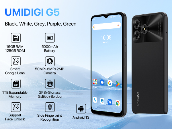 UMIDIGI G5 スマホ 8GB RAM+128GB SIMフリー Amazon.com: UMIDIGI G5 Android 13 Smartphone, 5000mAh 8+