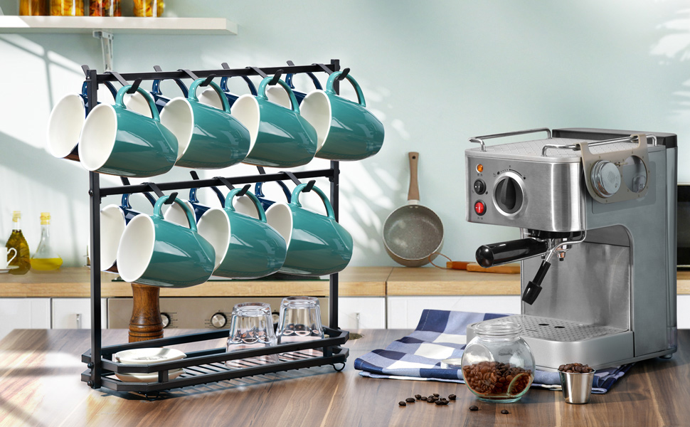 FANGSUN Large Coffee Mug Holder Stand Countertop, Tree Rack