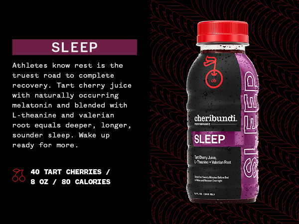 Cheribundi Tart Cherry Juice Sleep | Tart Cherry Juice with L-Theanine & Valerian Root 