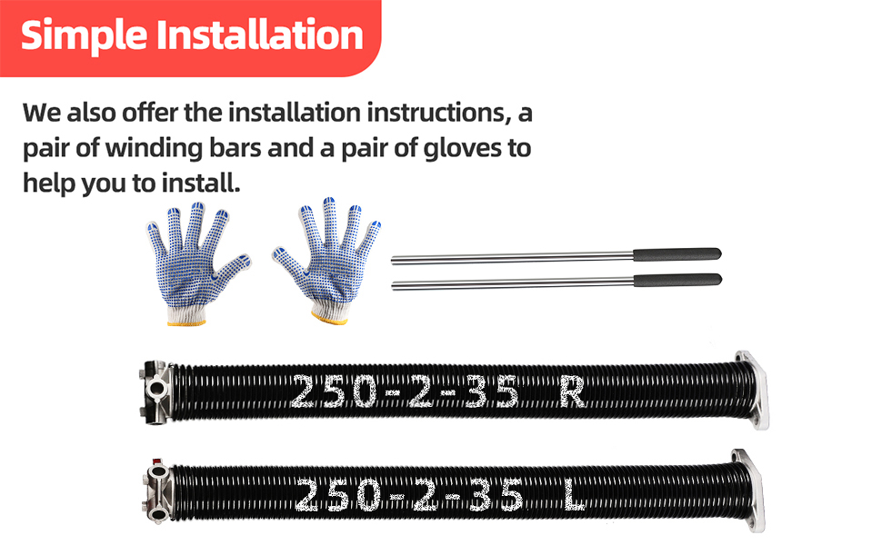 Toriexon Garage Door Spring 0.250” x 2” x 35” (Pair), 18000