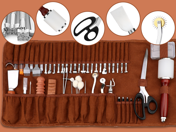 Leather Working Kit Leather Craft Tools with Custom Storage Bag