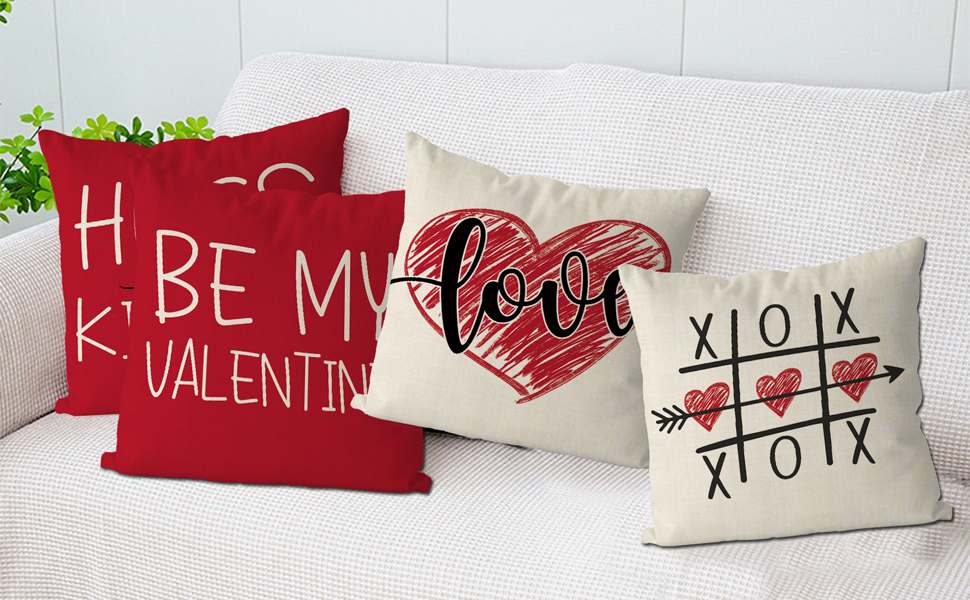 GAGEC Valentines Day Pillow Covers 18x18 Inch Flowers Love