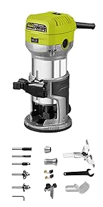 Dewinner à Bois Défonceuse Affleureuse électrique 710W 13000-33000RPM, 6 Vitesses Variables, 3 Pinces De 1/4" 6mm &8mm, Profession Plastifieuse Avec Accessoires 18 1027