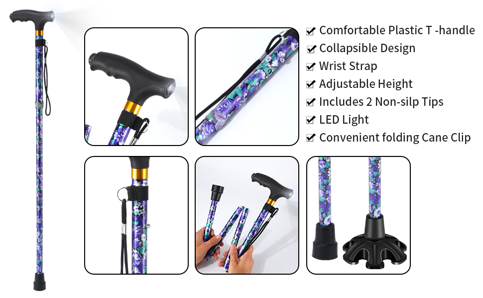 Walking Cane ATMTV Walking Cane for Women, 5Level Height