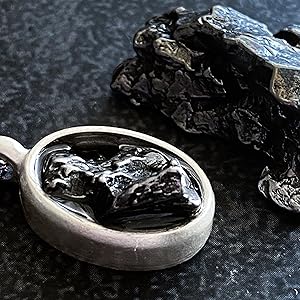 Amazon.com: Meteorite Necklace, Silver, Oval Pendant