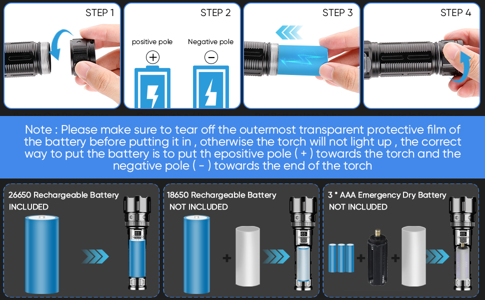 X.Store Torches LED Super Bright Rechargeable 100000 Lumen High Powered