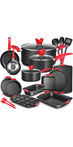6-Piece;Nonstick;Bakeware;Baking Tray;Baking Pan;Cookie Sheet;Loaf Muffin Round;Muffin;Carbon;