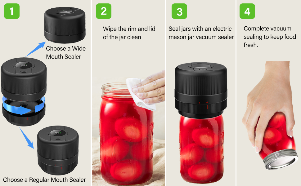 Electric Mason Jar Vacuum Sealer Kit, Cordless Vacuum