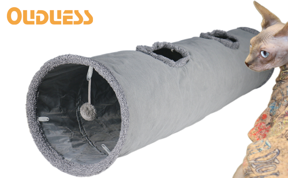 Ouduess Katzentunnel, 130*30cm großer Katzen Tunnel, Faltbarer