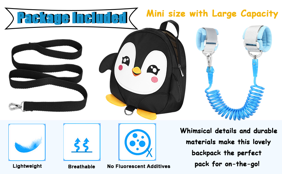 Accmor Toddler Harness Backpack Leash, Cute Penguin Kid