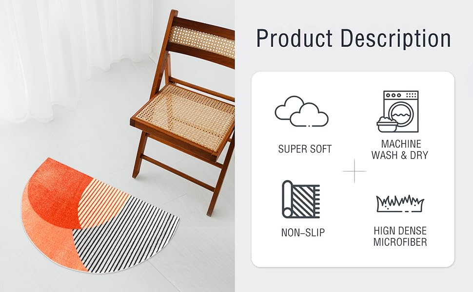 ZSHIFANG Boho Half Round Thin Doormats Half Circle