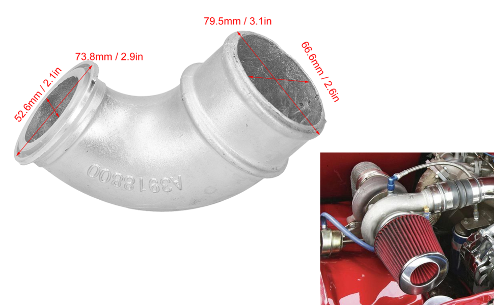 Aramox Turbo Inlet Elbow, 90 Degree Aluminum Turbo Intake