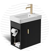 phiestina Pre-Assembled 20 Inch Black Floating Bathroom Vanity with Sink for Small Space, Wall Mo...