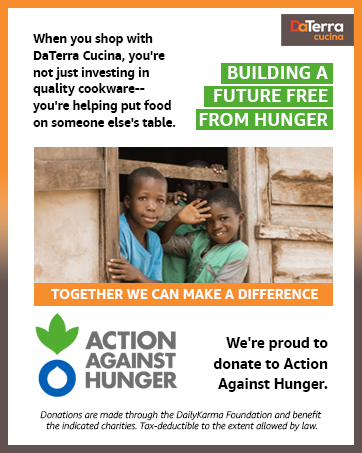 sharing recipes at-home cooks and supporting hunger-relief Action Against Hunger proud to support