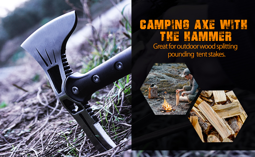 VOTAGOO Camping Axe, Survival Hatchet with Sheath, Tactical