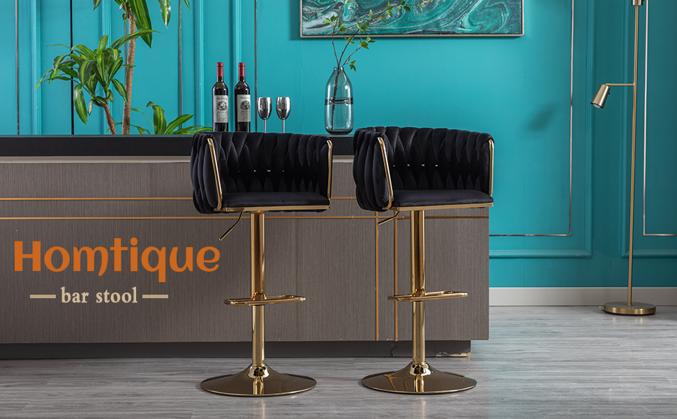 Homtique Bar Stool,Velvet Woven Bar Stools,Adjustable