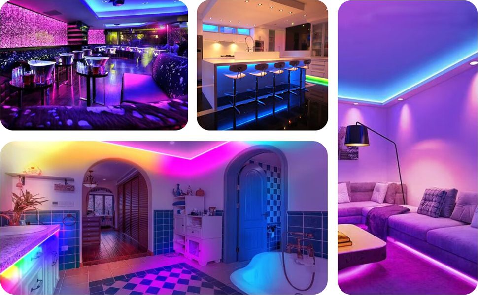 AIMEOKO LED Strip Lights 32.8ft, Bluetooth Smart App Music Sync RGB 5050 Color