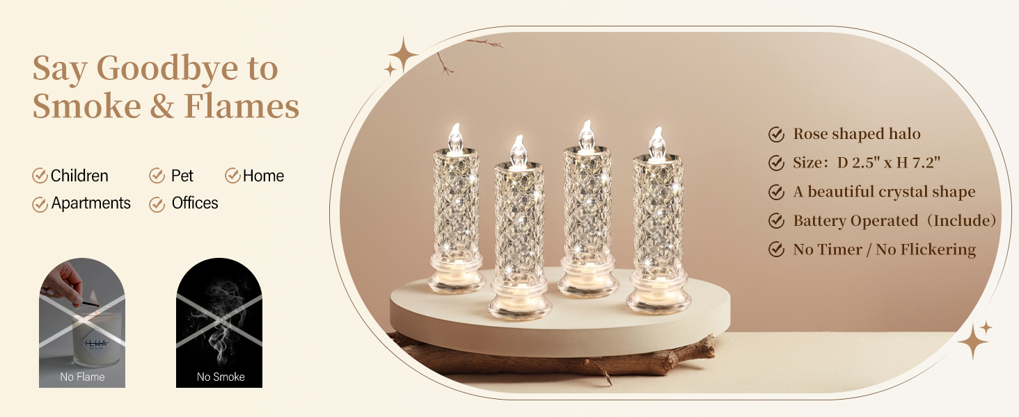 flameless candles crystal