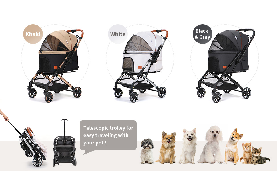 SKISOPGO Pet Strollers for Small Medium Dogs Cats, No
