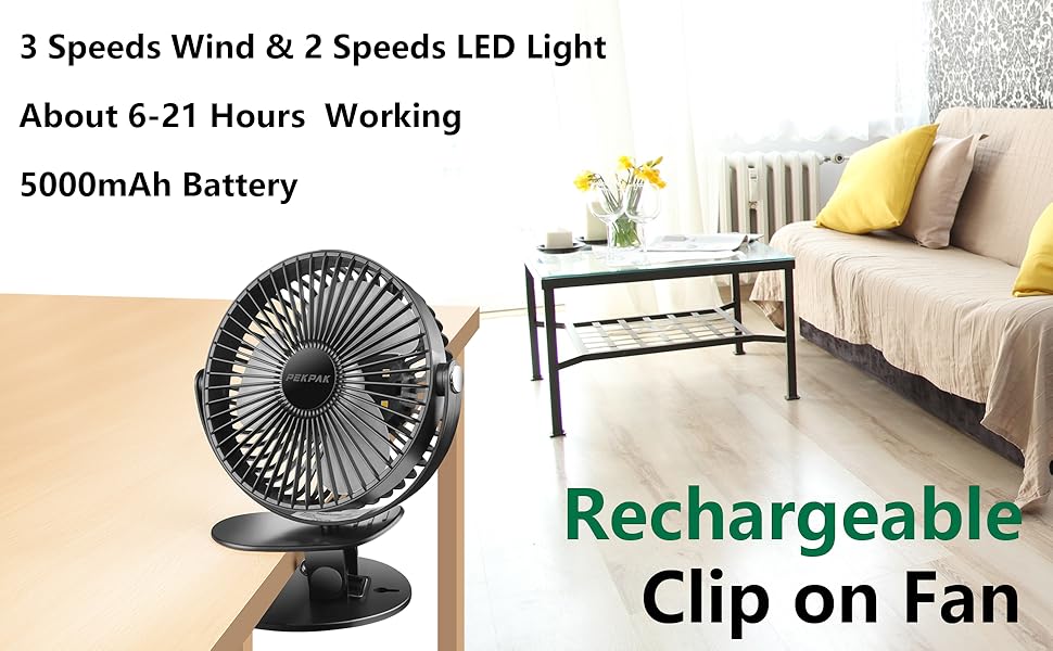 clip fans battery operated rechargeable