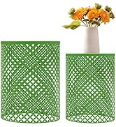 Cbhfmljd Outdoor Side Table, Set of 2 Metal Frame Accent Table Outdoor Table Modern End Table Cof...