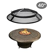 FEBTECH - Fire-Pit Screen 40 inch Round Heavy Duty Outdoor fire-Pit Screen Round with Hook for Ea...