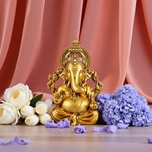 Golden Lord Ganesha Idol by OSTNKART ā 3.5 Inch Polyresin Showpiece