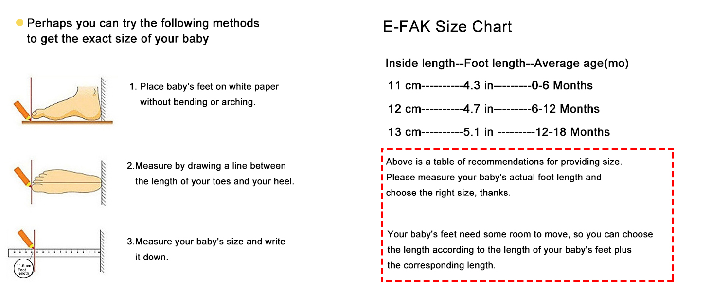 baby shoes size chart