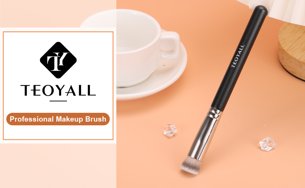 TEOYALL Flat Top Concealer Blush Brush, Synthetic Kabuki Brush for Blending Setting