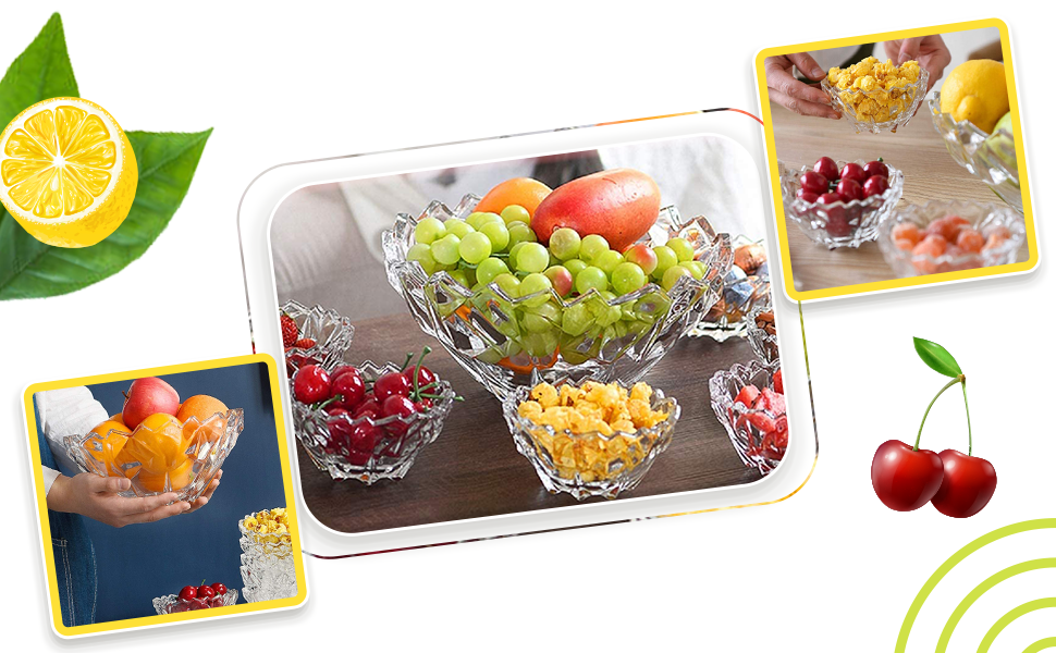 SG Traders 7 Piece Trifle Bowl Set Decorative Bowl Crystal Glass Fruit
