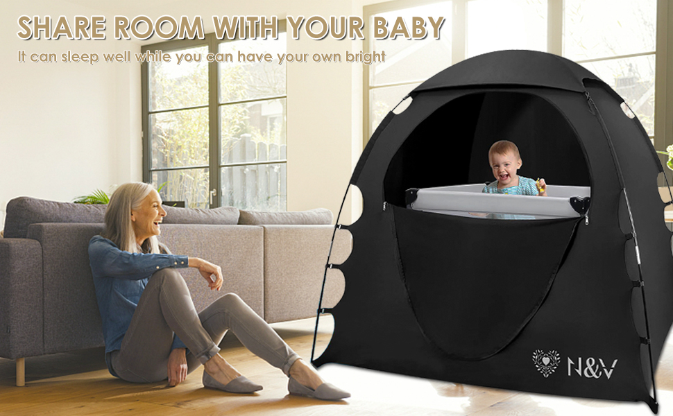 Blackout Canopy Crib Cover, Portable Tent Toddler Travel Block Out 99