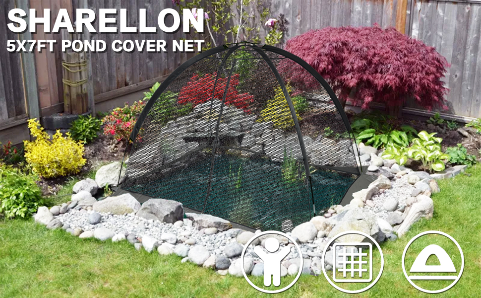 Sharellon Pond Covers for Outdoor Ponds, 5x7FT Pond Cover