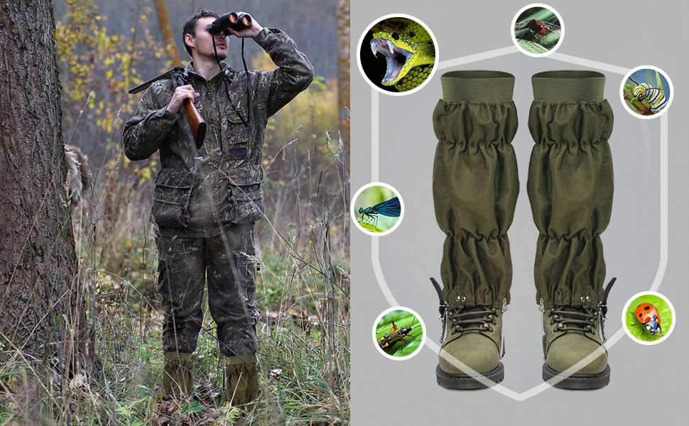 Anpress Snake Gaiters Adjustable for Men Women Snake Proof Boot Gaiters Waterproof