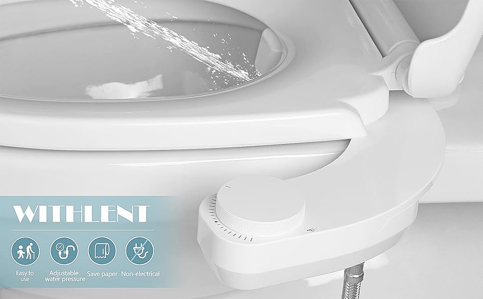 Left Hand Bidet Attachment for Toilet WITHLENT UltraSlimt Non